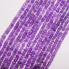 Natural Purple Amethyst Rondelle Faceted Beads 13" Strand AAA Violet Gemstone