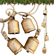 Shabby Chic Handmade Rustic Hanging Jingle Bells Garland Christmas Tree Decor