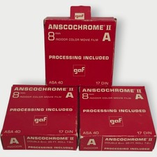 NEW Anscochrome II 8mm Indoor Color Movie Film ASA 40 17 DIN - LOT OF 3 SEALED