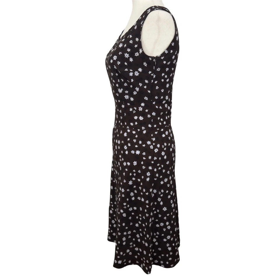 Vestido Floral Agnes B Paris XS Marrón Hasta la Rodilla Sin Mangas Informal Fiesta Años 90 Preparación Foto 2 de 4