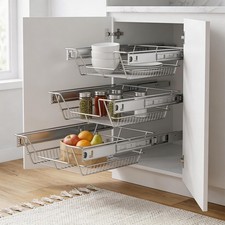 2 Pack Pull Out Cabinet Organiser Kitchen Storage Drawer Stainless Steel 50/60cm