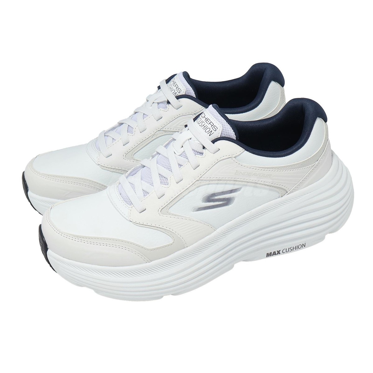 Skechers Max Cushioning Endeavour White Navy Men Road Running