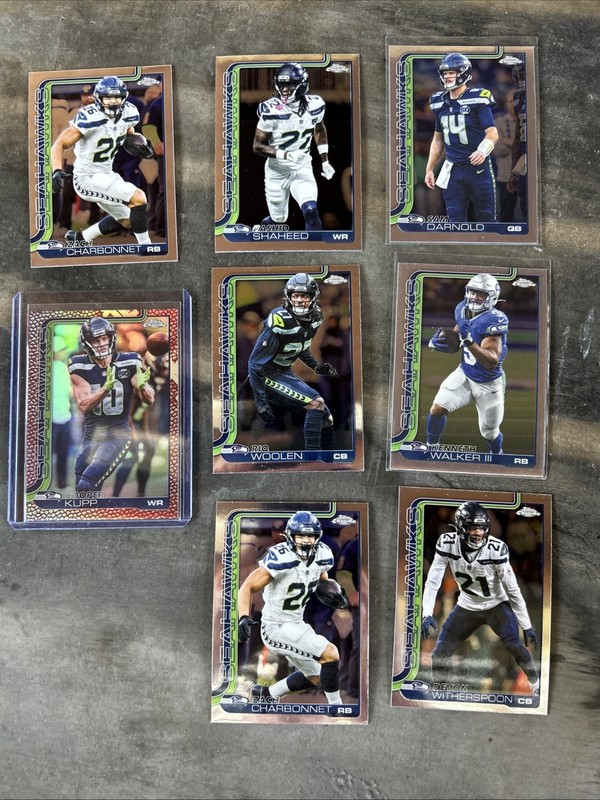 2025 Topps Chrome Football Seattle Seahawks 8 Card Lot Pigskin And Base