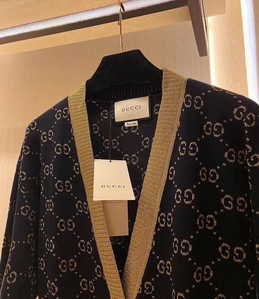 Cárdigan Mujer Gucci GG Hecho de Algodón con Cojo, Negro Oscuro/Dorado, Talla M Foto 4 de 4