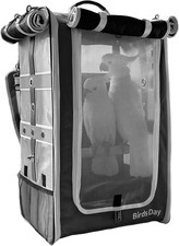Bird Carrier Backpack-Parrot Travel Cage with 2PCS Perch and Food Bowl, Stainles