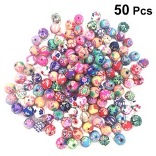 50 Pcs 8 Mm Handmade Polymer Clay Beads Decorative Spacer Beads For Jewelry