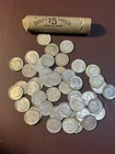 Early 1960s 90% SILVER ROOSEVELT DIMES ROLL 50 COIN LOT- MIXED DATES AND MM