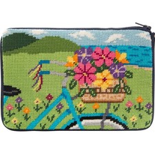 Alice Peterson Stitch Zip Needlepoint Cosmetic Case Kit - Springtime Ride