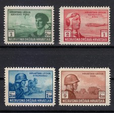 Croatie 1943 MNH Mi 107-110 Sc B33-B36 Légion croate WW2 Membre de l'Axe **