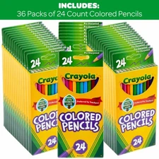 Crayola 24ct Colored Pencils, Assorted Colors, 36 Pack, Bulk Kids School Supply