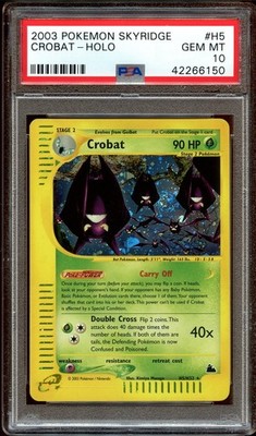 PSA 10 GEM MINT Crobat H5/H32 SWIRL HOLO RARE Skyridge Pokemon