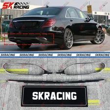 Rear Bumper Strip Trim+Tailpipe Frame Fit Benz S-Class sedan W222 18+ ABS Chrome