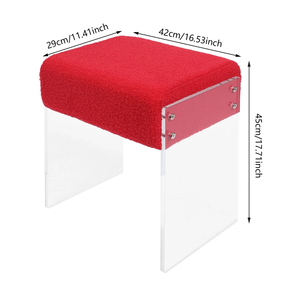 Makeup Stool Modern Minimalist Multi-functional Vanity Acrylic Chair w/ Cushion - Image 4 of 4