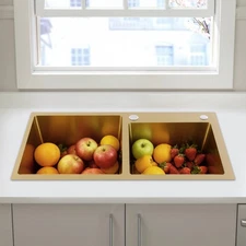 Multi-functional Over-mount Kitchen Sink Dual Bowl Stainless Steel Sinks Fixture