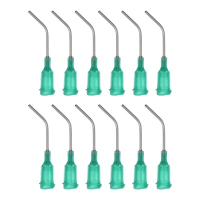 12pcs Blunt Tip Dispensing Needles 18G 1'' Bent Needle with Luer Green