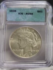 1935 US Peace Silver Dollar $1 ICG AU55