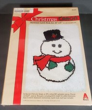 Vintage 1979 Christmas Latch Hook Kit Snowman Caron 20" x 27" NOS