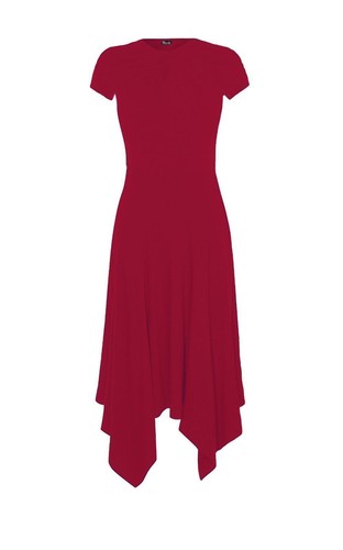 Ladies Women Long Hanky Cap Sleeve Hem Flared Swing Top Plus Size Dress 8-26 - Picture 6 of 9