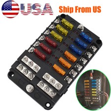 12-Way Car Marine Waterproof Fuse Box Block Holder with LED Indicator 12V/32V