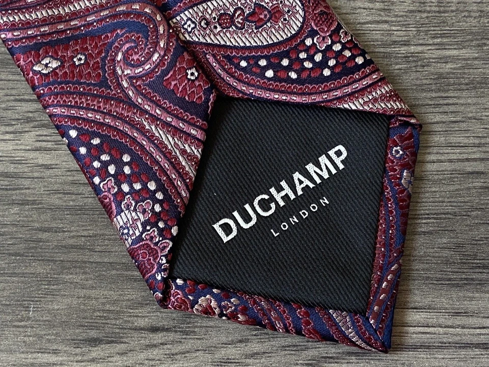 JUEGO DE CORBATA Y PAÑUELO DE BOLSILLO JACQUARD SEDA DUCHAMP NUEVO CON ETIQUETAS Foto 3 de 4