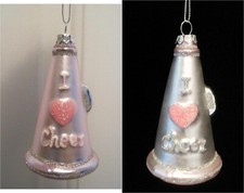 BLOWN GLASS CHEER CHEERLEADER MEGAPHONE CHRISTMAS ORNAMENT CHOOSE 1 NWT