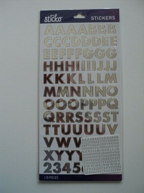 E K SUCCESS STICKO SILVER FOIL FUTURA BOLD SMALL ALPHABET STICKERS BNIP *LOOK*