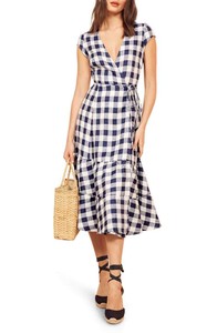 gingham wrap dress