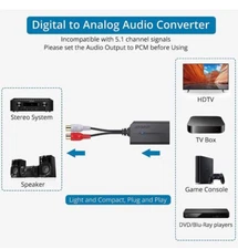 AUTOUTLET 192kHz Optical to RCA Converter DAC Digital to Analog Audio Converter 