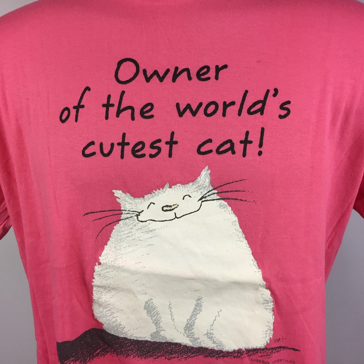 Rare Vintage Shoebox Greeting 80s 90s Kitty Cat T Shirt Pink