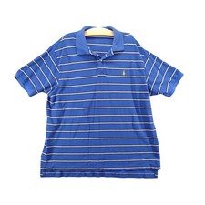Polo Ralph Lauren Men's Polo Shirt 2XB BIG Short Sleeve Blue Striped Cotton