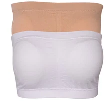 Fasoar Women's Bandeau Bra Strapless Seamless Padded Tube Bra Top 2 Pack Size M 