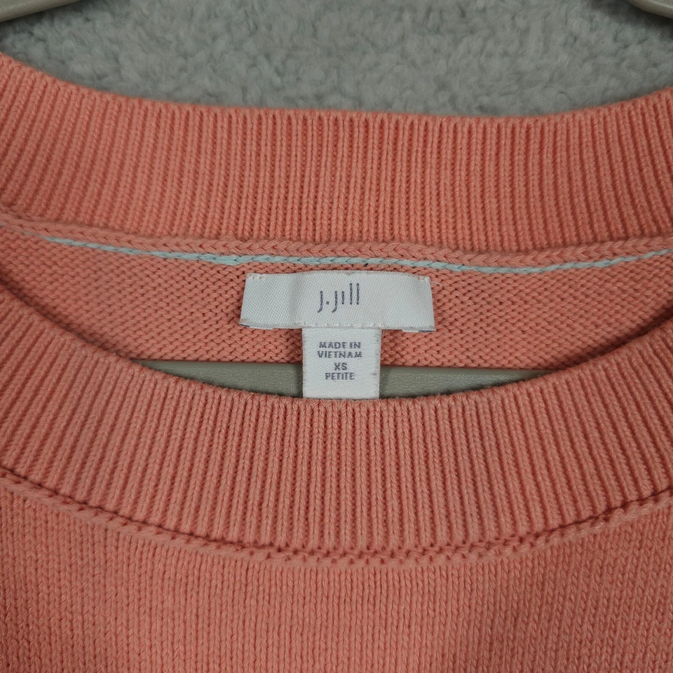 Suéter J Jill Para Mujer XSP Pequeño Coral Acanalado Tejido Borde Pullover Cuello Redondo Informal Foto 3 de 4