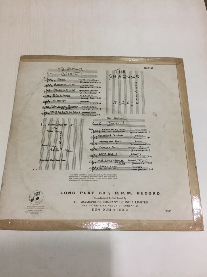 THE SHADOWS JIGSAW MEGA RARE thick Columbia LP record INDIA INDIAN press VG+ - Image 2 of 4