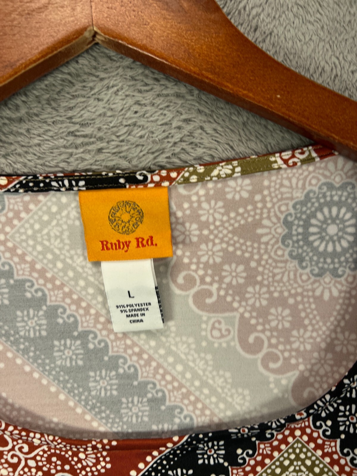 RUBY RD Womens Large Top Brown Textured Geometric… - image 5