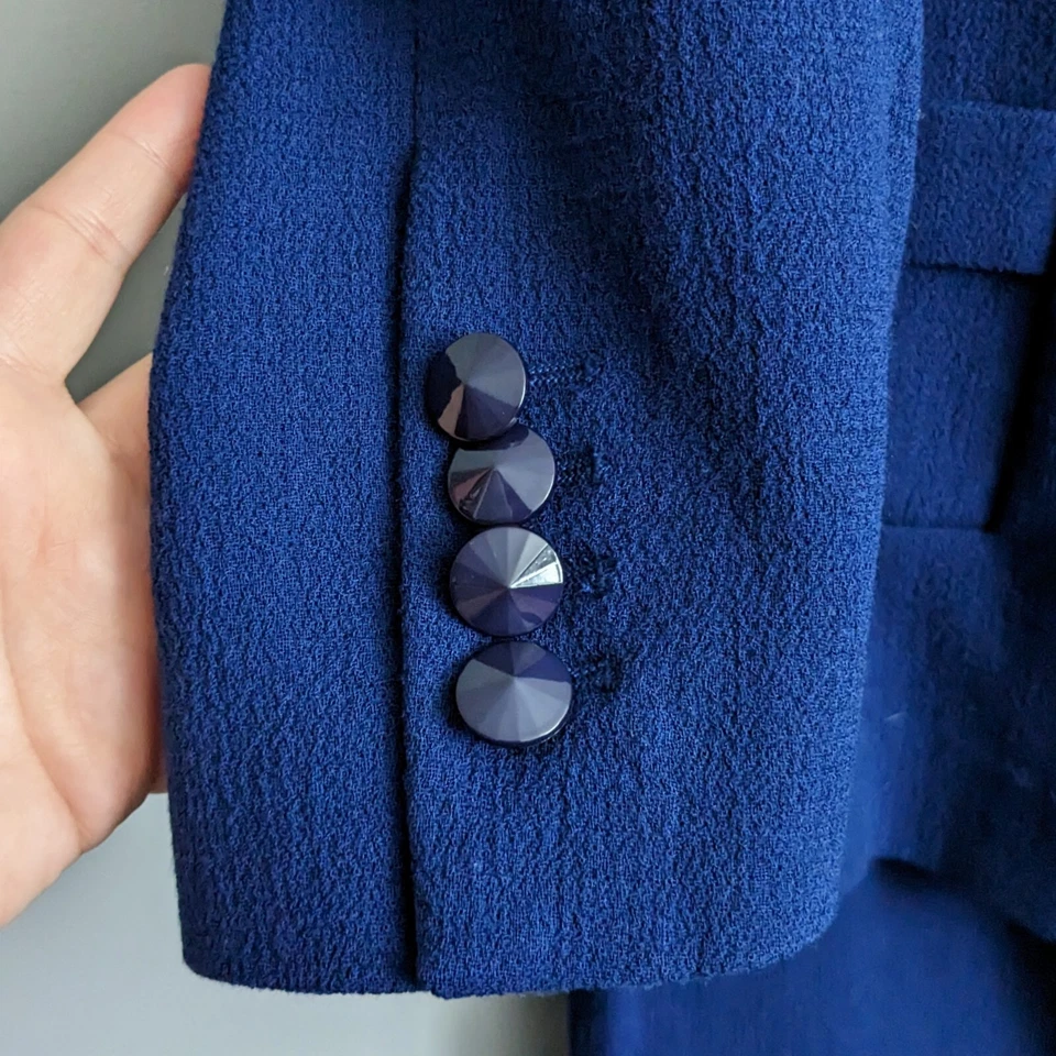 Conjunto de Saia Blazer de Lã Armani Collezioni Azul Royal Tamanho 14 - Imagem 4 de 4