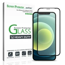 amFilm iPhone 12/12 Pro Screen Protector, Heavy Duty Tempered Glass Film (6.1")
