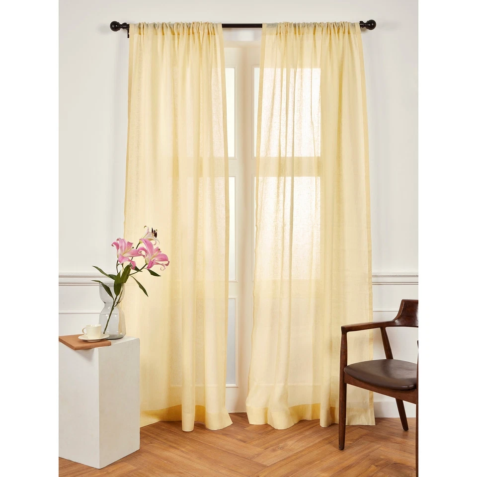 Solino Home Sheer Linen Curtain Single Panel Drapes with Rod Pocket, Living Room - Image 2 of 4