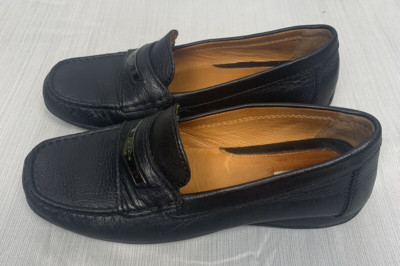 GEOX Respira Size 6 US, 36.5 EU Women Black Leather Loafer Slip On Shoes