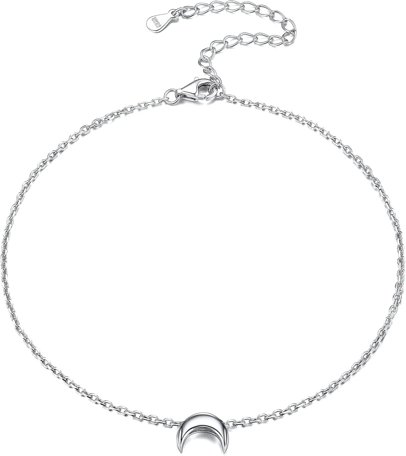 Personalized 925 Sterling Silver Tiny Heart/Moon/Star/Sun/Dot/Triangle Anklets S