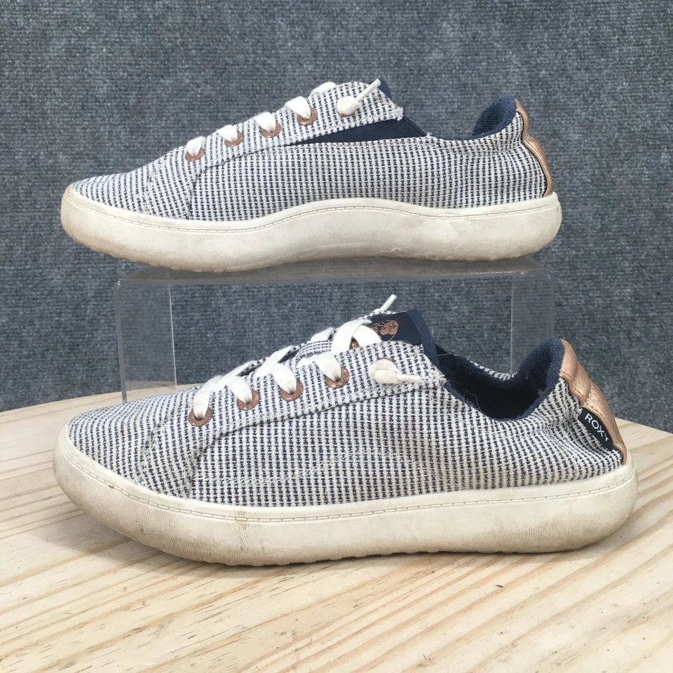 Roxy Shoes Womens 8.5 Walking Sneakers Blue Striped Lace Up Low Top Comfort - Image 2 of 4