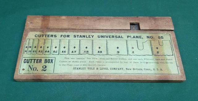 vintage stanley no 55 combo plane irons/cutters box no 2