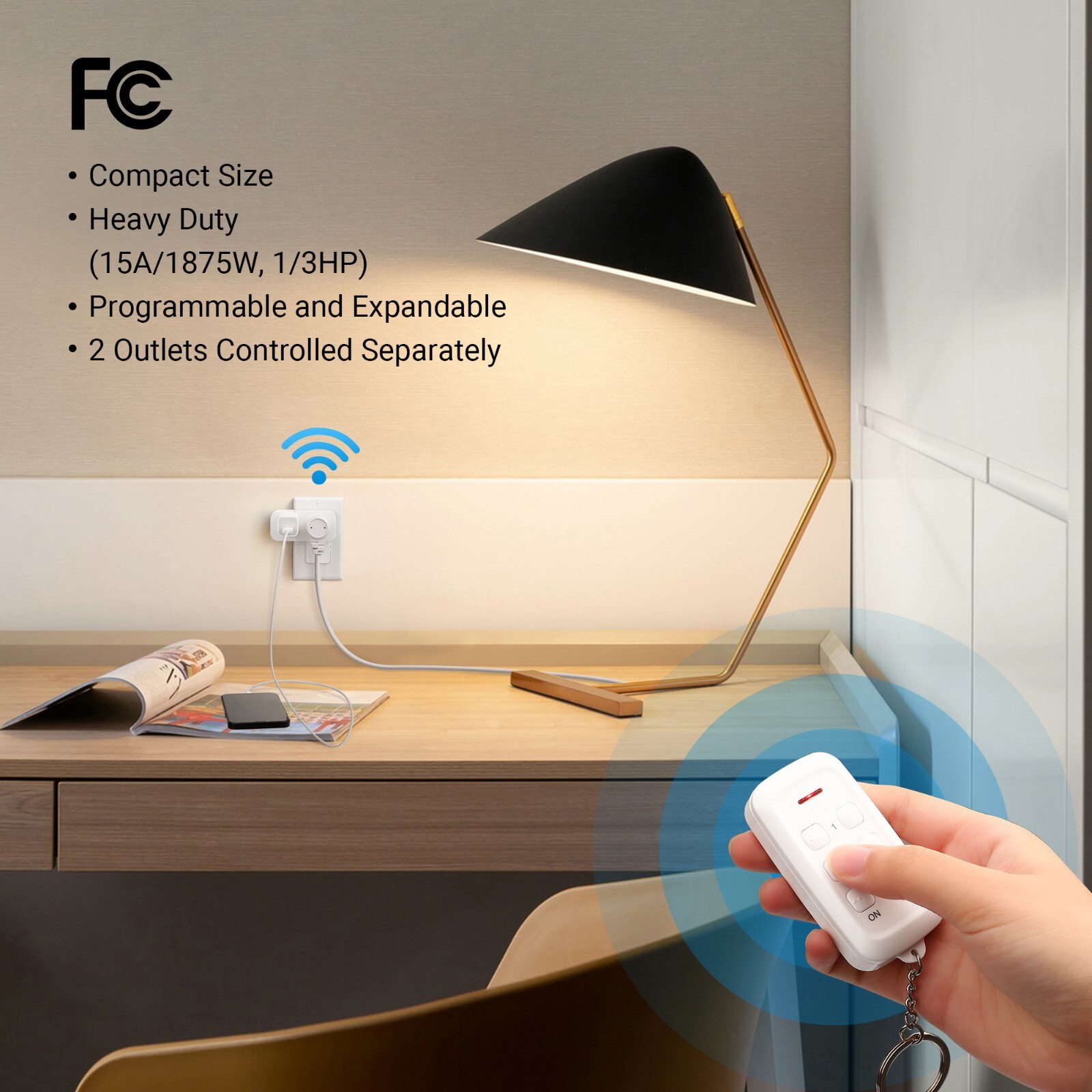DEWENWILS Wireless Remote Control Outlet, 2 Independent Control Sockets 15A/1875
