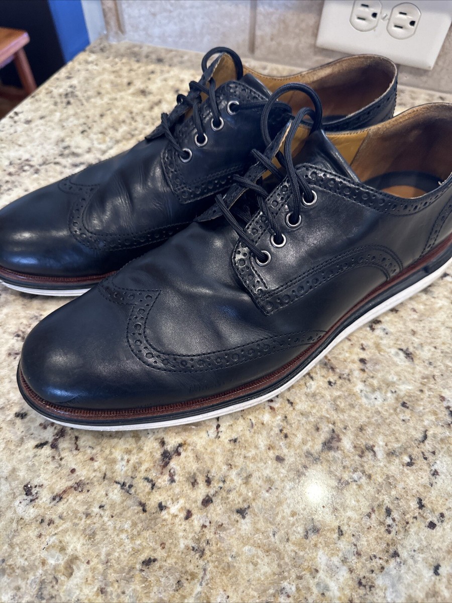 Cole Haan Original Grand Shwng Mens Sz 12 Wingtip Oxford Shoes Black Leather