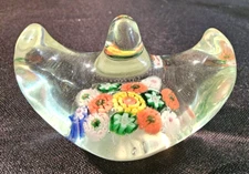 Miniature Millefiori Art Glass Chopstick Rest Hand Blown 2" x 3"