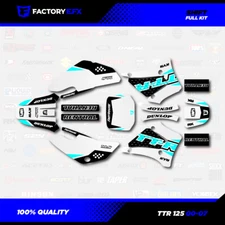 White & Cyan Shift Racing Graphics Kit fits 00-07 YAMAHA TTR125 TTR 125 decal