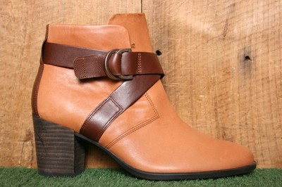 ECCO 'Shape 55' Cognac Brown Leather Ankle Boots w/2.75'' Heels EUR 38 | US 7-7.5