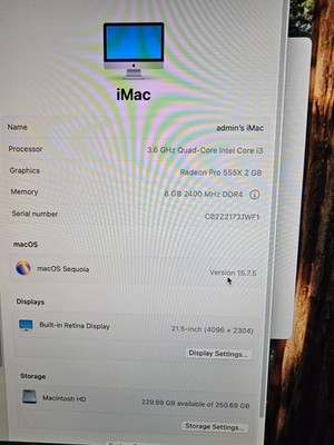 Apple iMac with 21.5in Retina 4K display (1TB HDD, Intel Core i3 8th Gen....