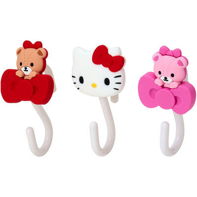   New SANRIO Set of 3 S-Shaped Hook HELLO KITTY TINY CHUM Brown Pink Bear Hanger