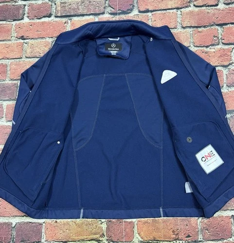 Mercedes-Benz Navy Blue Softshell Full Zip Performance Jacket Men’s Large image 5