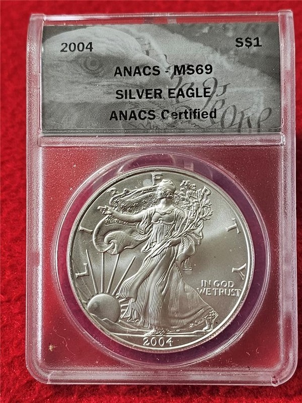 2004 American Silver Eagle ASE DOLLAR ANACS MS 69                    #T2649
